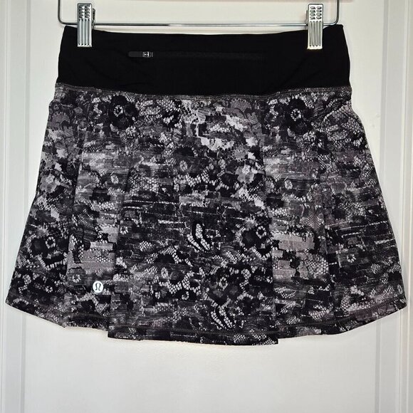 Lululemon Pace Rival Skirt (Tall) *No Panels 15" - 2 Masked Lace Starlight Black - Picture 4 of 8